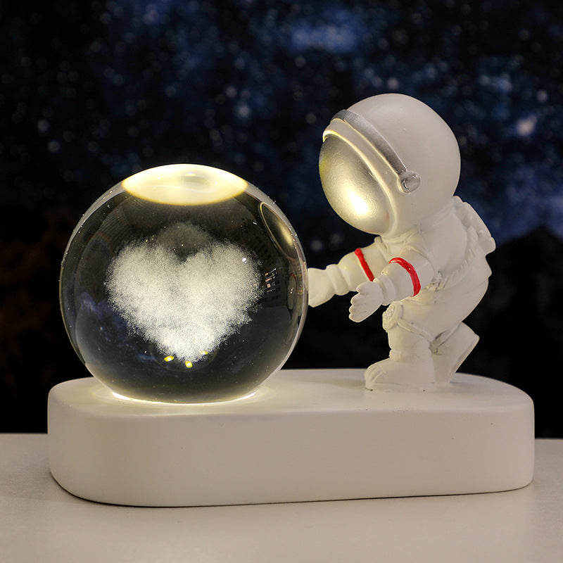 "Galactic Explorer" Glowing Astronaut Crystal Ball Night Light – USB Powered with Warm LED Glow - Nova glow