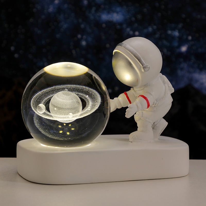 "Galactic Explorer" Glowing Astronaut Crystal Ball Night Light – USB Powered with Warm LED Glow - Nova glow
