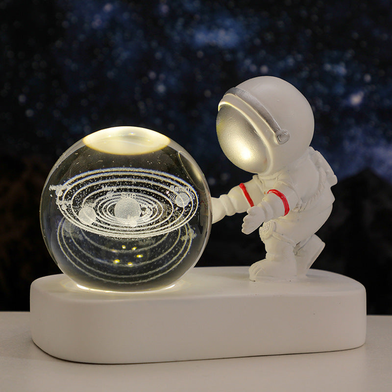 "Galactic Explorer" Glowing Astronaut Crystal Ball Night Light – USB Powered with Warm LED Glow - Nova glow