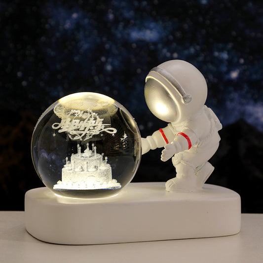 "Galactic Explorer" Glowing Astronaut Crystal Ball Night Light – USB Powered with Warm LED Glow - Nova glow 