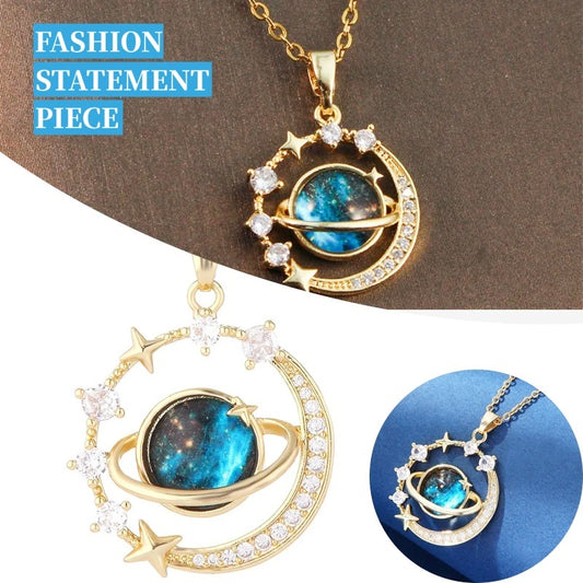 "Celestial Explorer" Stainless Steel Astronaut Necklace – Starry Sky Planet Pendant - Nova glow 